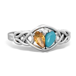 Citrine Celtic Love Knot 14K White Gold ring R5420