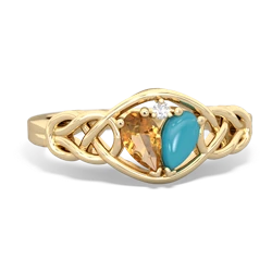 Citrine Celtic Love Knot 14K Yellow Gold ring R5420