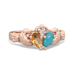 Citrine 'Our Heart' Claddagh 14K Rose Gold ring R2388