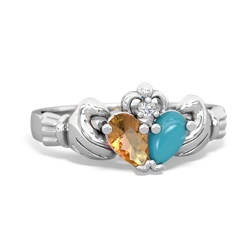 Citrine 'Our Heart' Claddagh 14K White Gold ring R2388