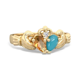 Citrine 'Our Heart' Claddagh 14K Yellow Gold ring R2388