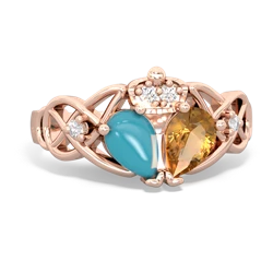 Citrine 'One Heart' Celtic Knot Claddagh 14K Rose Gold ring R5322