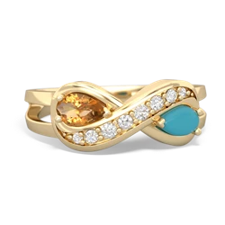 Citrine Diamond Infinity 14K Yellow Gold ring R5390