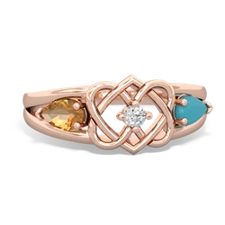 Citrine Hearts Intertwined 14K Rose Gold ring R5880