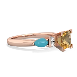 Citrine 6Mm Princess Eternal Embrace Engagement 14K Rose Gold ring C2002