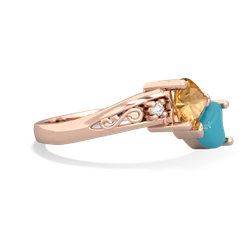 Citrine Snuggling Hearts 14K Rose Gold ring R2178