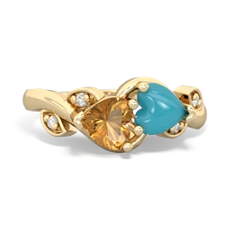 Citrine Floral Elegance 14K Yellow Gold ring R5790