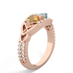 Citrine Sparkling Celtic Knot 14K Rose Gold ring R2645