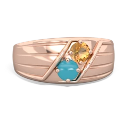 Citrine Men's Streamline 14K Rose Gold ring R0460