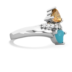 Citrine Heart To Heart 14K White Gold ring R2064