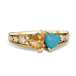 Citrine Heart To Heart 14K Yellow Gold ring R3342