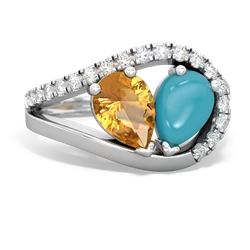 Citrine Nestled Heart Keepsake 14K White Gold ring R5650