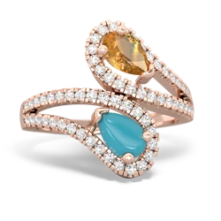 Citrine Diamond Dazzler 14K Rose Gold ring R3000