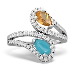 Citrine Diamond Dazzler 14K White Gold ring R3000