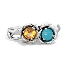 Citrine Rose Garden 14K White Gold ring R5510