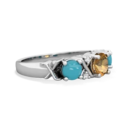 Citrine Hugs And Kisses 14K White Gold ring R5016