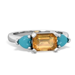 Citrine Three Stone 14K White Gold ring R5235