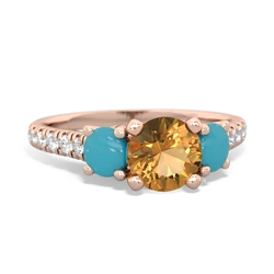 Citrine Pave Trellis 14K Rose Gold ring R5500