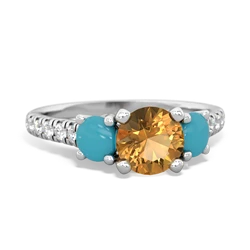 Citrine Pave Trellis 14K White Gold ring R5500