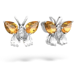 Citrine Butterfly 14K White Gold earrings E2215