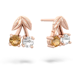 Citrine Sweet Cherries 14K Rose Gold earrings E7001