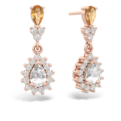 Citrine Halo Pear Dangle 14K Rose Gold earrings E1882