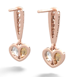 Citrine Filligree Heart 14K Rose Gold earrings E5070