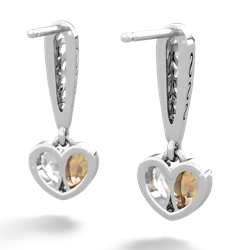 Citrine Filligree Heart 14K White Gold earrings E5070