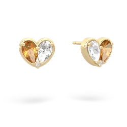 Citrine 'Our Heart' 14K Yellow Gold earrings E5072