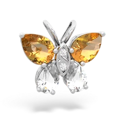 Citrine Butterfly 14K White Gold pendant P2215