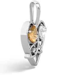 Citrine Celtic Trinity Heart 14K White Gold pendant P5331