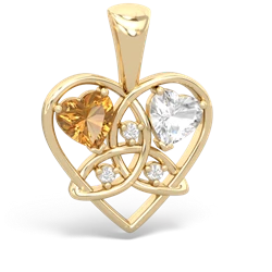 Citrine Celtic Trinity Heart 14K Yellow Gold pendant P5331