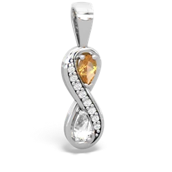 Citrine Diamond Infinity 14K White Gold pendant P5390