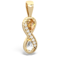 Citrine Diamond Infinity 14K Yellow Gold pendant P5390