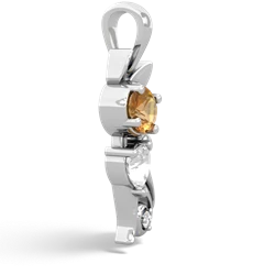 Citrine Kitten 14K White Gold pendant P5780