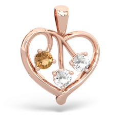 Citrine Glowing Heart 14K Rose Gold pendant P2233