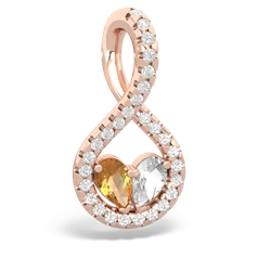 Citrine Pave Twist 'One Heart' 14K Rose Gold pendant P5360