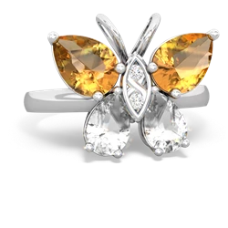 Citrine Butterfly 14K White Gold ring R2215