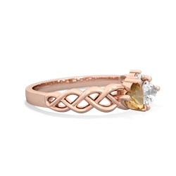 Citrine Heart To Heart Braid 14K Rose Gold ring R5870