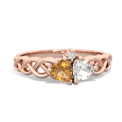 Citrine Heart To Heart Braid 14K Rose Gold ring R5870