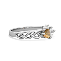 Citrine Heart To Heart Braid 14K White Gold ring R5870