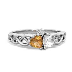 Citrine Heart To Heart Braid 14K White Gold ring R5870