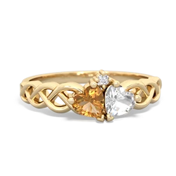 Citrine Heart To Heart Braid 14K Yellow Gold ring R5870