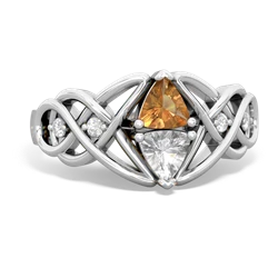 Citrine Keepsake Celtic Knot 14K White Gold ring R5300