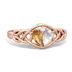 Citrine Celtic Love Knot 14K Rose Gold ring R5420