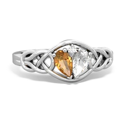 Citrine Celtic Love Knot 14K White Gold ring R5420