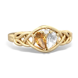 Citrine Celtic Love Knot 14K Yellow Gold ring R5420