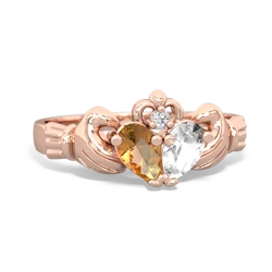 Citrine 'Our Heart' Claddagh 14K Rose Gold ring R2388