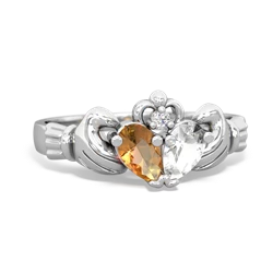 Citrine 'Our Heart' Claddagh 14K White Gold ring R2388