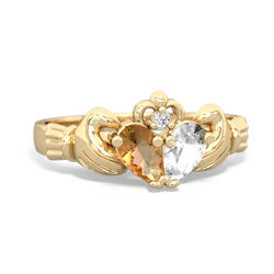 Citrine 'Our Heart' Claddagh 14K Yellow Gold ring R2388